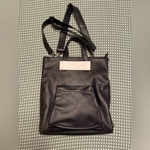 Krost Black faux Leather satchel Bag